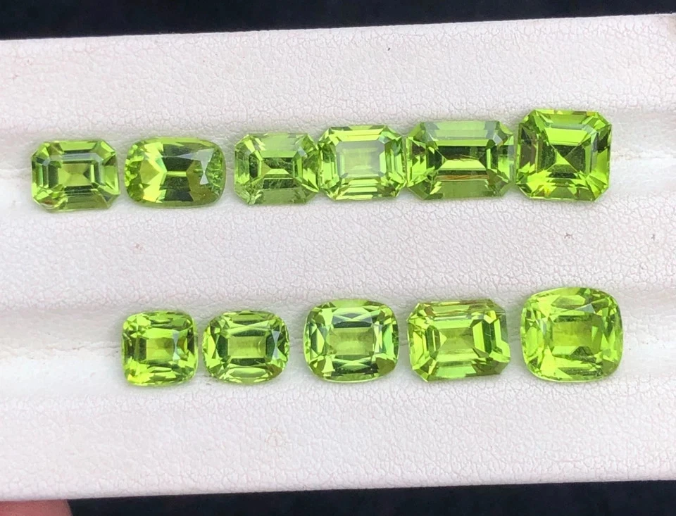Natural 5-6 Ct Peridot Asscher Cut 50 Pcs Certified Loose Gemstone Lot + Gift - Image 4 of 4