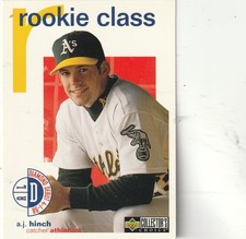 FREE SHIPPING-MINT-1998 COLLECTOR'S CHOICE A.J. HINCH OAKLAND ATHLETICS #416