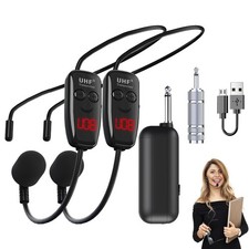 UHF Wireless Microphone Headset Mic System For Churches Teaching Stage Voice Amp