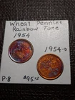 Rainbow Toned  Colors  2 - Wheat Penny   1954 / 1954 -D      P-8