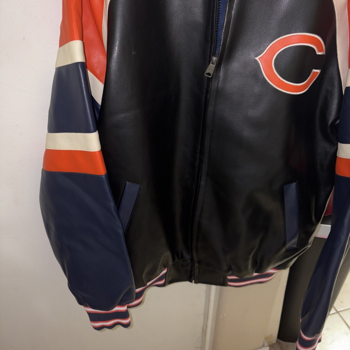 Vintage Chicago Bears Leather Bomber Jacket G-III NFL Size XL | eBay