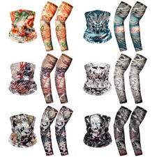 Fourluoo 18 Pcs Tattoo Arm Sleeves and Cooling Neck Gaiter Sets
