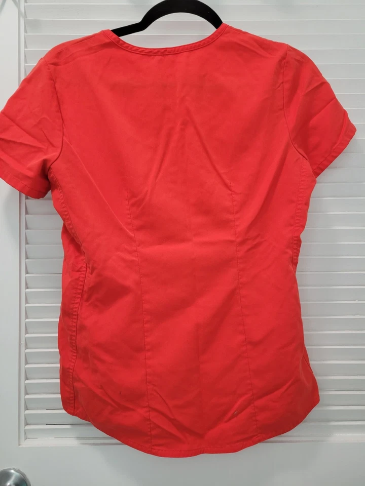 Women's Red Fitted Scrub Shirt V Neck Size X- Small - Image 3 of 3