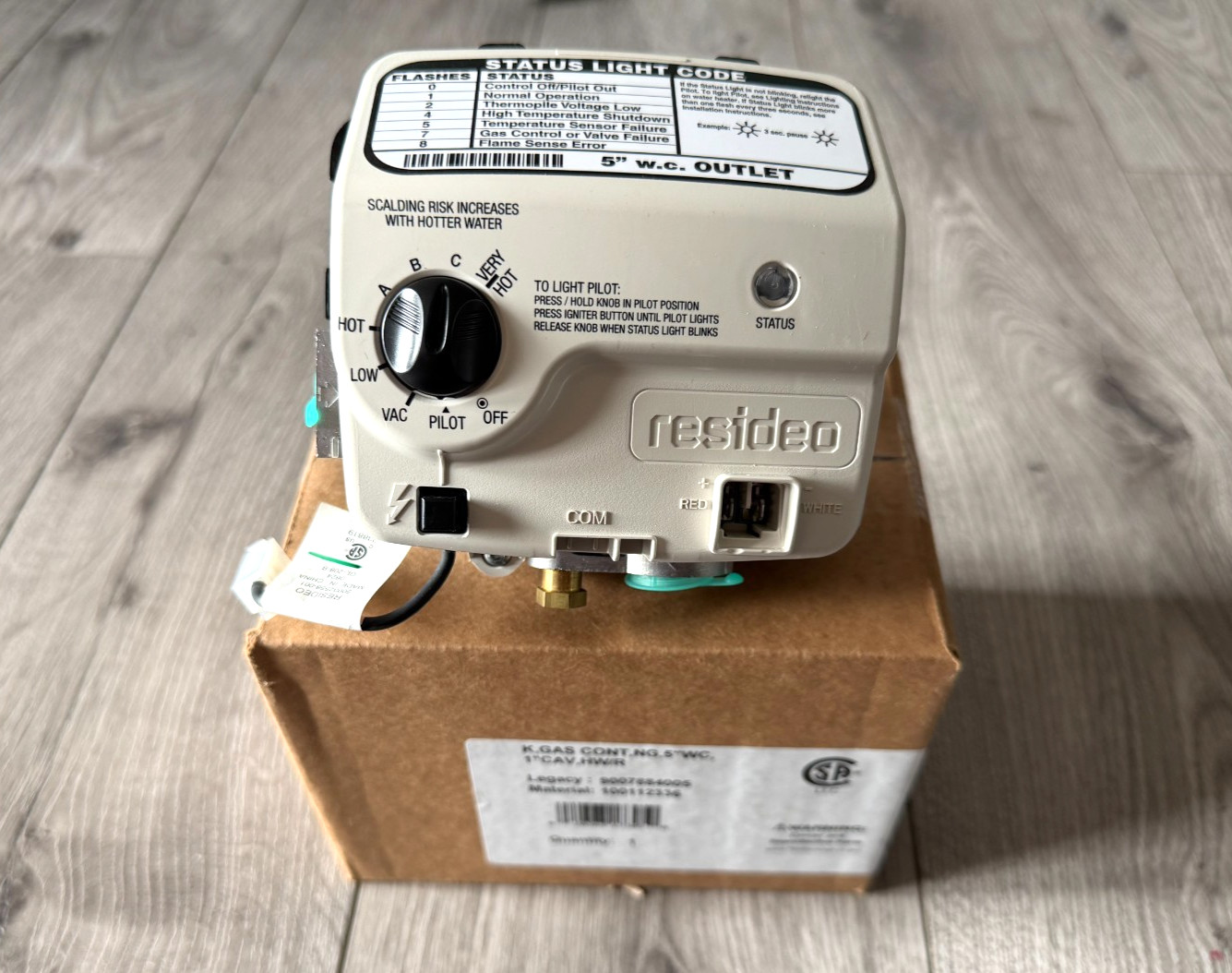 RESIDEO Water Heater Natural Gas Control Valve Thermostat, 1