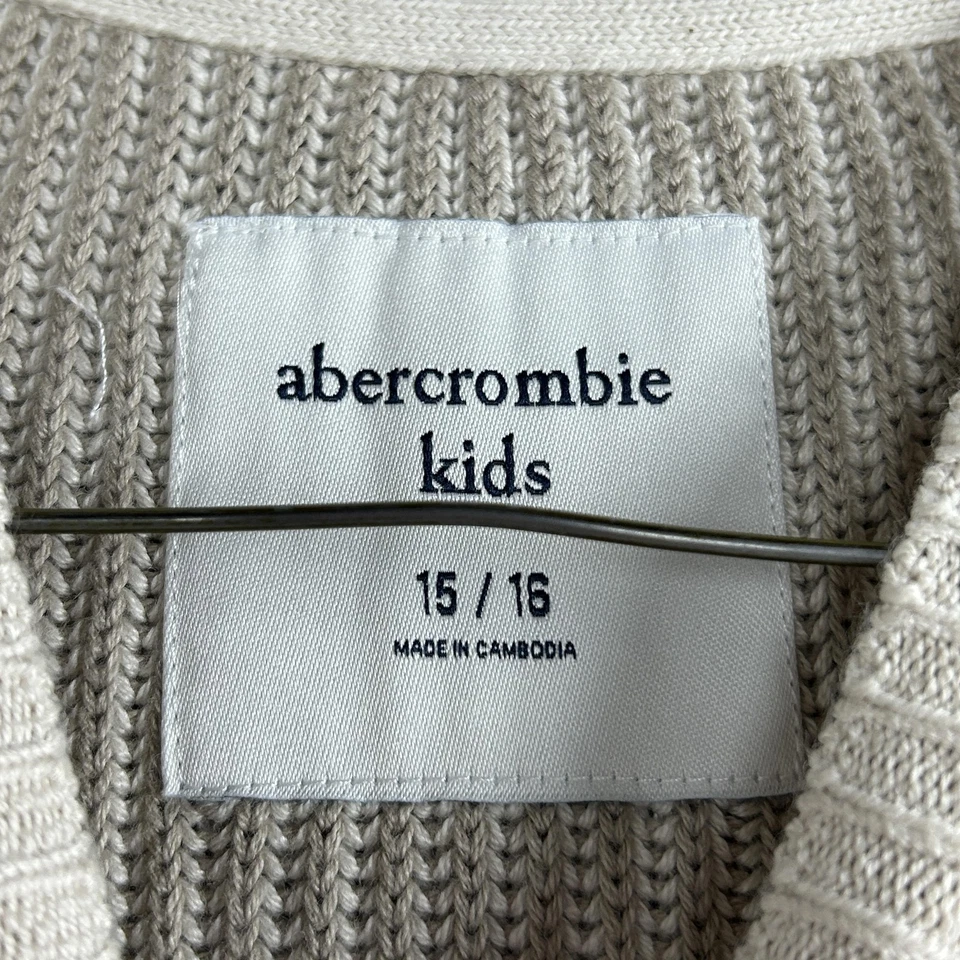 Suéter Abercrombie Niños Jóvenes 15/16 Beige Acanalado Tejido Cuello Redondo Pullover Nuevo con Etiquetas Foto 4 de 4