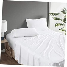 100 Rayon from Bamboo Bed Sheets Set, Breathable, Full White Sheet Set