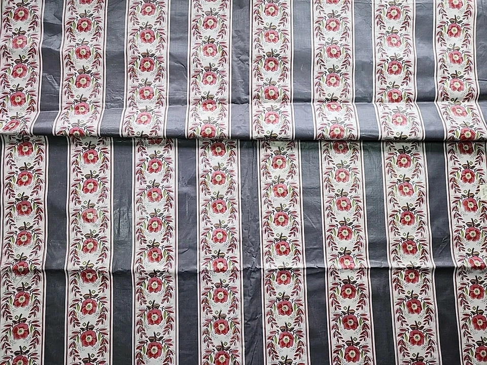 Vtg A Kandell Everglaze Chintz Traditional Floral Stripe Cotton Fabric 35"x3.8yd - Image 2 of 4