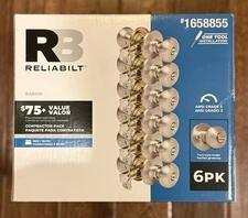 RELIABILT Baron Satin Nickel Interior or Hall/Closet Passage Door Knob, 6 Pack