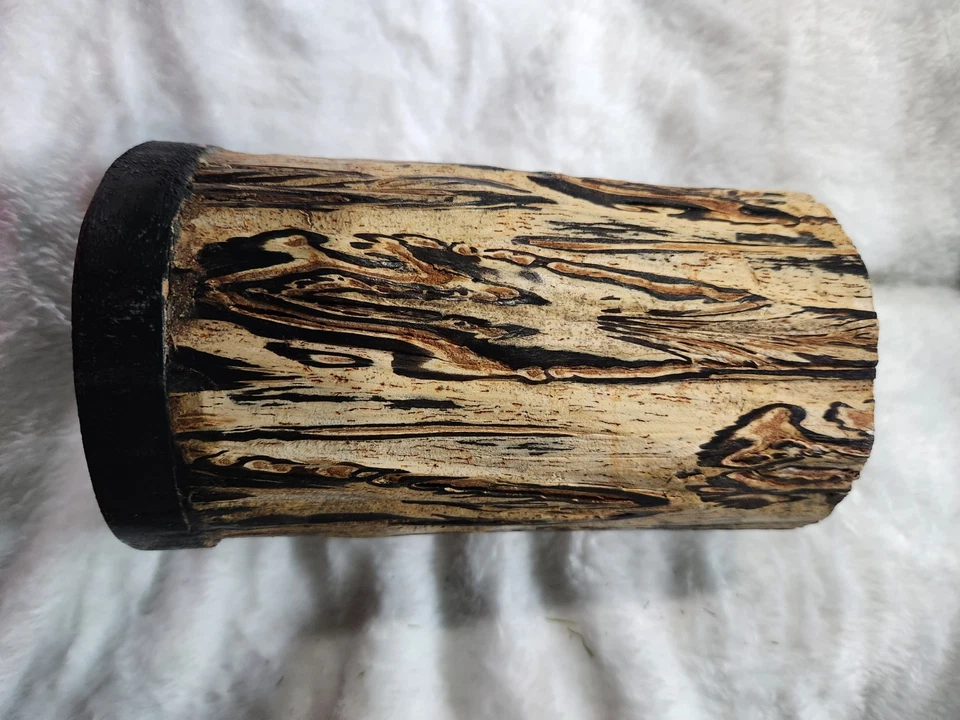 A handcrafted rustic wooden vase that is collectible. - Image 2 of 3