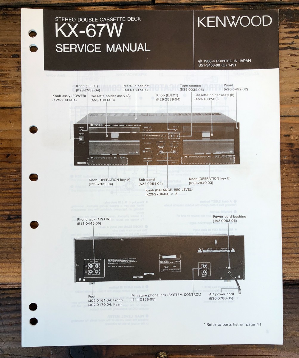 Kenwood KX-67W Cassette Service Manual *Original*