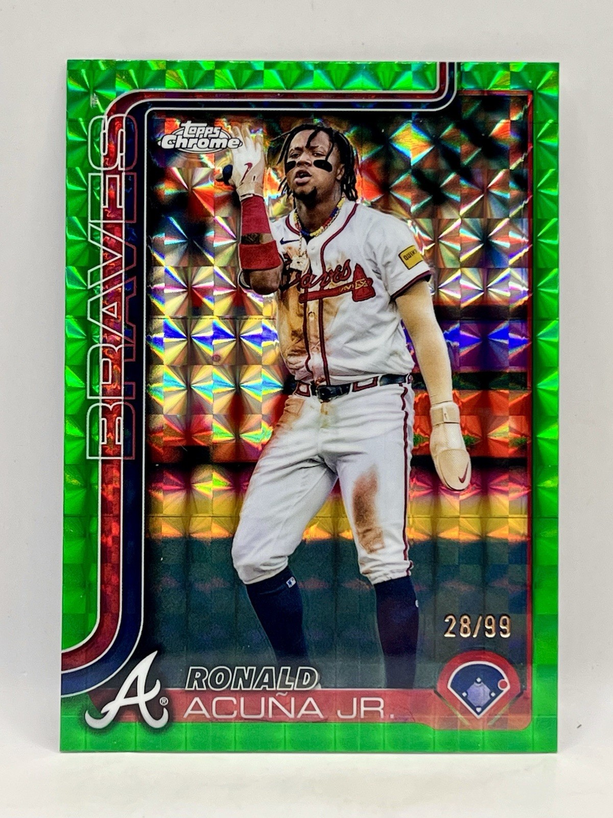 Ronald Acuna Jr 2025 Topps Chrome Green Geometric Refractor /99 #257