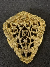 Vintage Lieba USA Gold Tone Scarf Clip Filigree Brooch Pin 2”