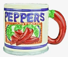 3D Chile Pepper Vegetable Decorative Coffee Mug Pepper Handle Red Green Blue New