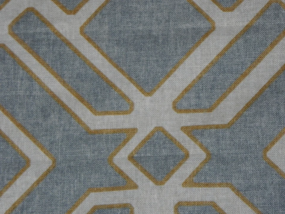 POTTERY BARN SHELBY GEOMETRIC BLUE ROOM DARKENING LINED SET OF CURTAINS 50 X 96 - Image 3 of 4