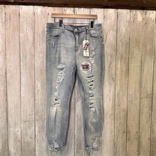 Vanilla Star Vintage Inspired High Rise Skinny Distressed Light Blue Jeans NWT