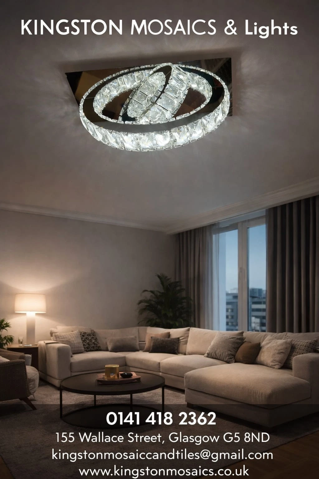 Modern Luxury Crystal LED Ceiling Chandelier with Dual Oval Rings - Picture 1 of 15