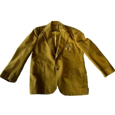 Vintage 70s Cen-Pe-Co Mens Gold Blazer Jacket Crest Patch 1911 Formal Business