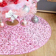 Christmas Tree Skirt, 21 inch Sparkly with Faux Fur Plush mini Christmas Tree Sk