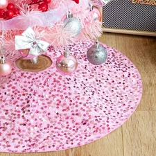 Christmas Tree Skirt, 21 inch Sparkly with Faux Fur Plush mini Christmas Tree Sk