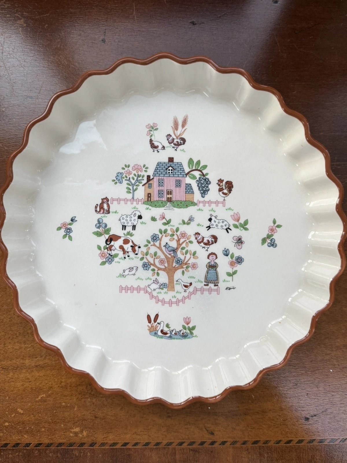 Vintage Jamestown China Country Home 10 inch Quiche/Pie Scalloped Dish Japan