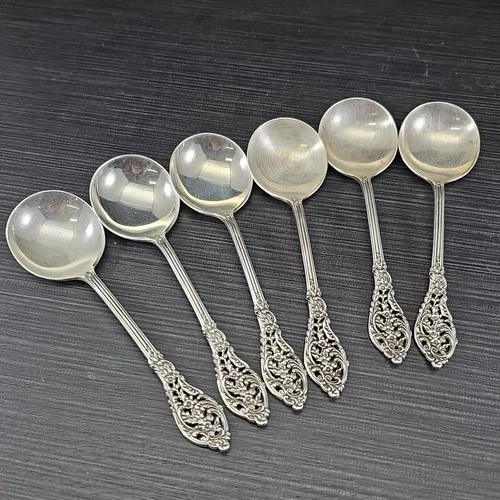Reed & Barton Florentine Lace Sterling Silver Soup Spoons — 6 pcs