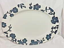 Large Lenox Kate Spade Primrose Drive Blue & White Oval Platter 16.25" x 12"