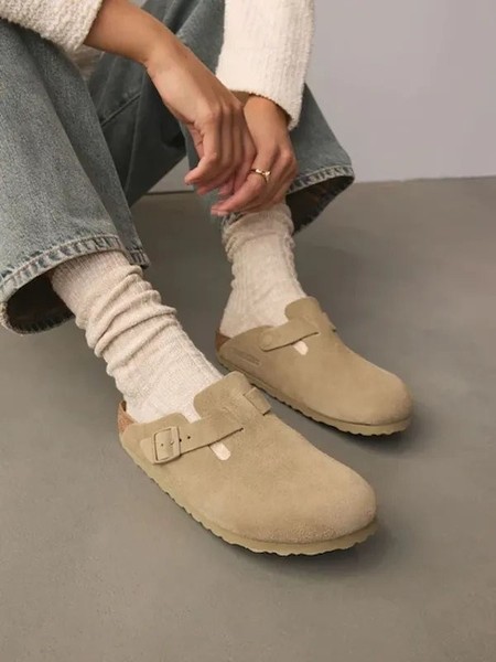 Women Birkenstock Boston Beige Suede 37