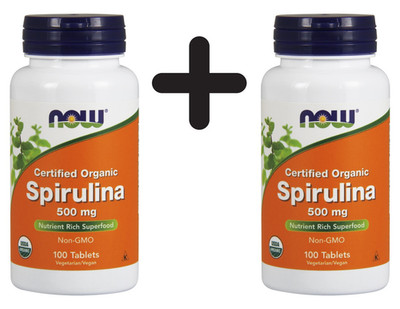 2 x NOW Foods Spirulina Certified Organic, 500mg - 100 tabs (124,38 EUR/kg)