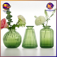 Vasen Set 3 StüCk Glas GrüN Verschiedene Formen Vintage Hochzeit Dekor Tischdeko