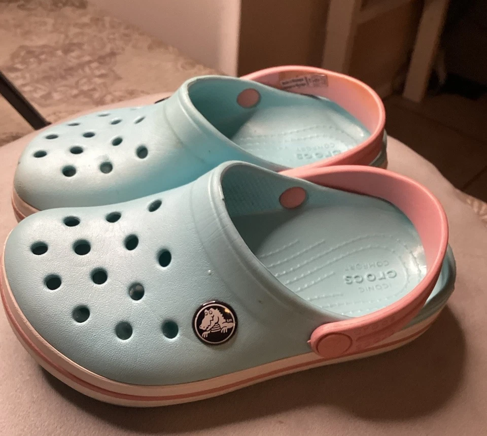 Crocs классический сабо детский размер C10 синий знаковый комфорт без шнуровки сандалии обувь - Изображение 2 из 4