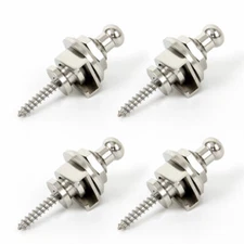 4PCS Guitar Strap Locks Buttons Schaller Style Locking Systerm Silver NEW