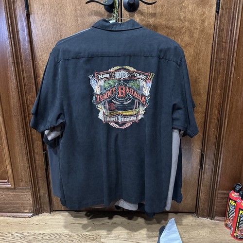 Tommy Bahama High Class Hotel Silk Shirt “Without Reservation” XL Black