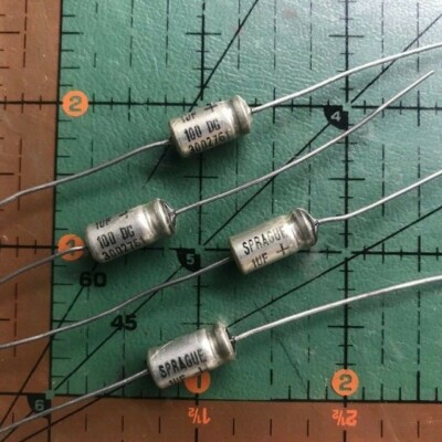 4 Condensatori Elettrolitici Assiali Sprague TE1402 &ndash; 3uF 100V 105&deg;C &ndash; Audio 30D Mini