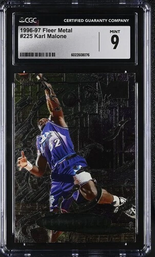 NBA 1996-97 Fleer Metal - Metallized Karl Malone #225 UTAH JAZZ - CGC 9