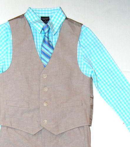 Nautica Boys Set Necktie Vest Shirt Pants 4 Piece Linen Loo Blue 6 Regular NWT - Picture 2 of 7