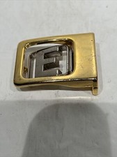 VTG OBI Monogram Initial Letter "E" Gold / Silver Tone Belt Buckle Made In Italy