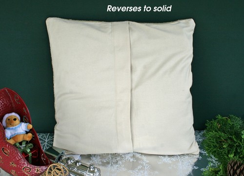 POTTERY BARN ROCKING REINDEER CREWEL EMBROIDERED PILLOW COVER –NWT- ON PRANCER! - Picture 5 of 7