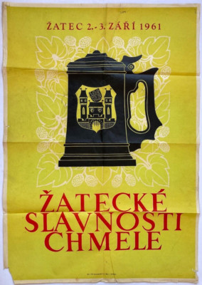 Original Vintage Poster BIER - HOPFENFESTIVAL - ZATEC - TSCHECHOSLOWAKEI - 1961