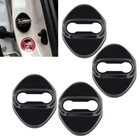 4X Polished Black Stainless Steel Door Latch Striker Cover Fits 16-21 Civic