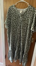 Olive Green 205 Collin’s Button Down 2x Dress W/White Polka Dots, Flared Hem