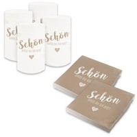 Itenga 6X Windlichter Mit 40X Servietten SchöN Dass Du Da Bist Latte Macchiato