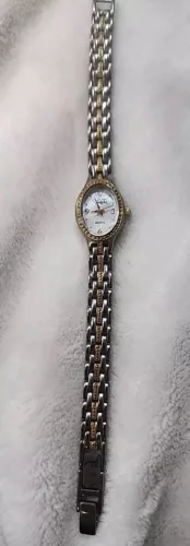 Vintage Untested Vanity Fair Women VFW549 Silver Purple Amethyst Quartz Watch