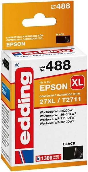 Edding Druckerpatrone EDD-488 Multipack Kompatibel FüR Epson 27XL, T2711 Schwarz-image