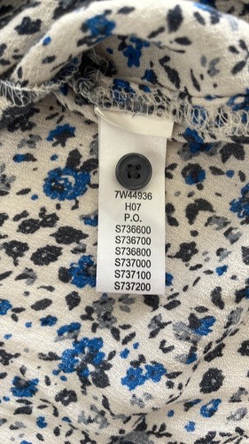 Top contadino Lucky Brand stampa floreale scollo a V nappa cravatta manica a sbuffo 3/4 taglia S. - Foto 6 di 9