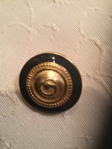 #160 St. John Gold Tone Black SJ Logo Replacement Button 7/8