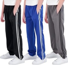 Real Essentials 3 Pack: Boys' Tricot Open Bottom Fleece-Lined Sweatpants LARGE