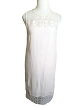 Loft Womens 12 LARGE Blush Pink dress Lace Crochet Knee Length Shift Sleeveless