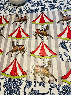 Washable Chinz Fabric 35  Wide horse carousel 1950s