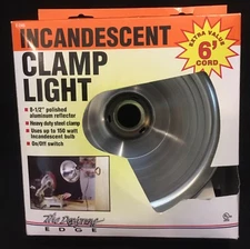 Designers Edge Incandescent Clamp Light 8.5" Polished Aluminum Reflector