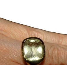 DAVID YURMAN NOBLESSE PRAISIOLITE RING SIZE 6 14K/SS EAST WEST